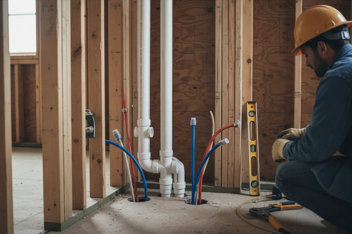 Drain and supply rough-in during Leak Detection in Burlison